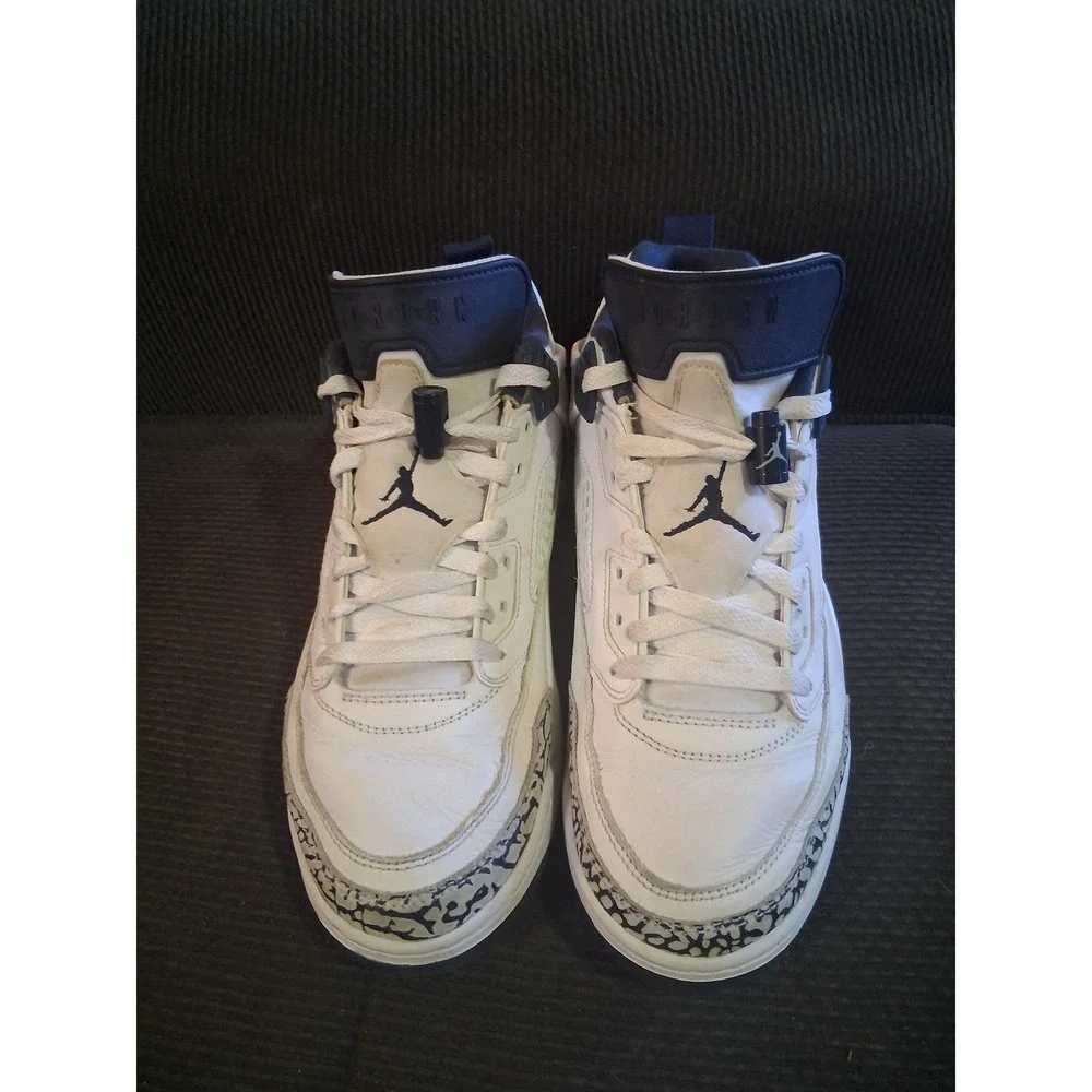 Nike Air Jordan Spizike Low White Midnight Navy Elephant Print Sneakers Mens 8.5